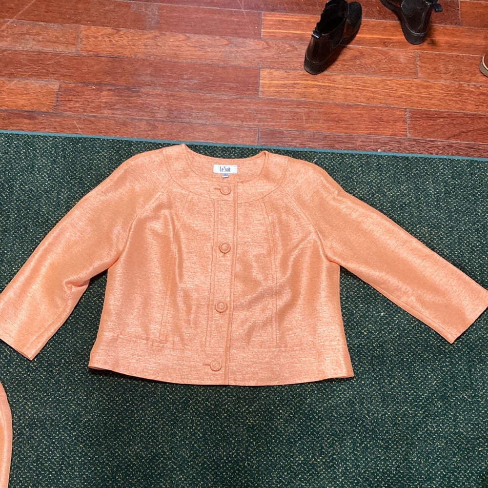 Le Suit Orange Skirt Suit Set